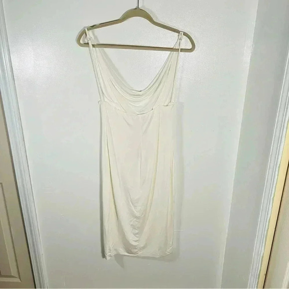 NEW House of CB Samara White Drapey Jersey Cowl Neck Spaghetti Strap Midi Dress - Picture 4 of 10